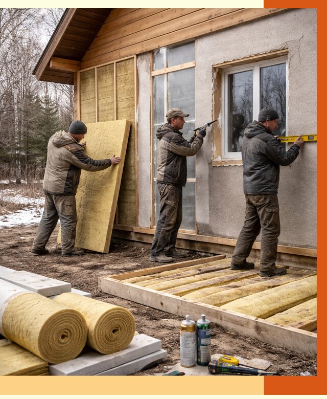 Утепление дачного дома в Партизанске от 5098 руб/м2 — недорого | ТепломастерПрт