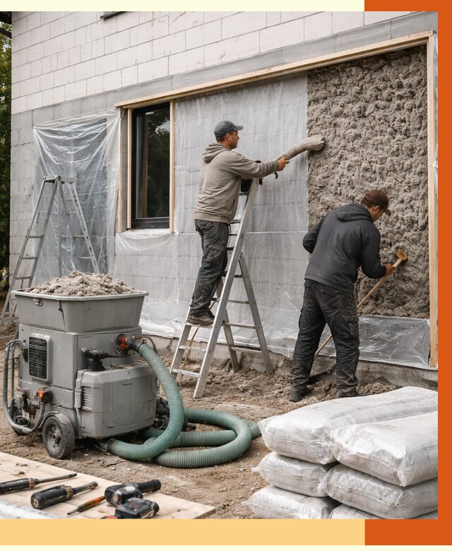 Утепление дома из газобетона эковатой в Партизанске от 4830 руб./м2 | ТепломастерПрт