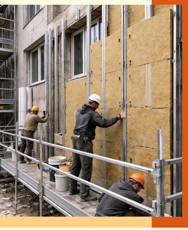 Утепление вентилируемого фасада в Партизанске от 6010 руб/м2 — монтаж и утепление вентфасад | ТепломастерПрт