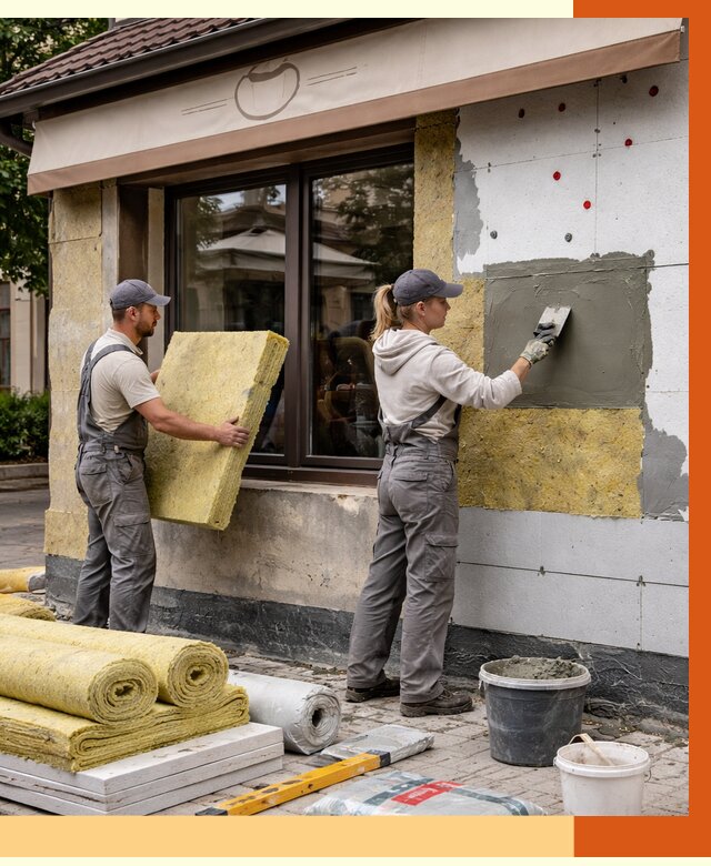 Утепление кафе в Партизанске от 4508 руб/м2 — комплексно под ключ | ТепломастерПрт